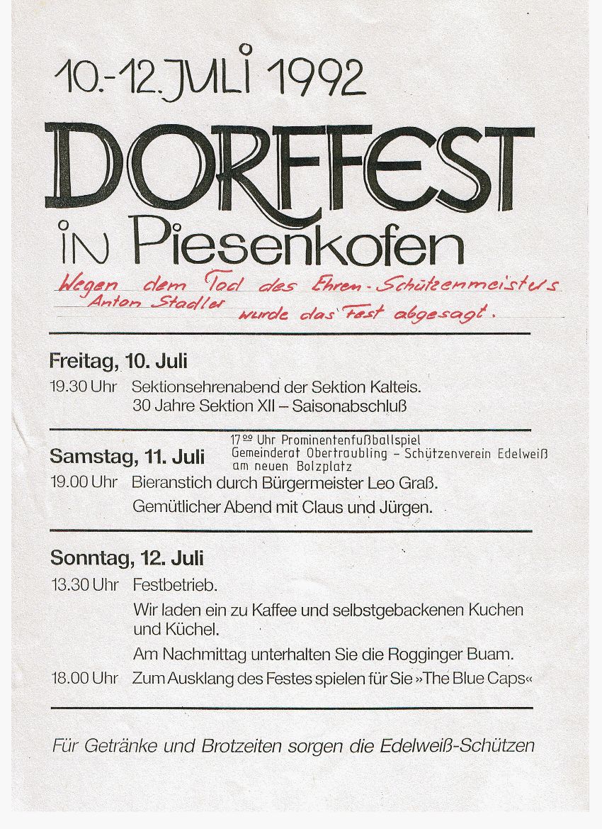 1992 Absage Dorffest