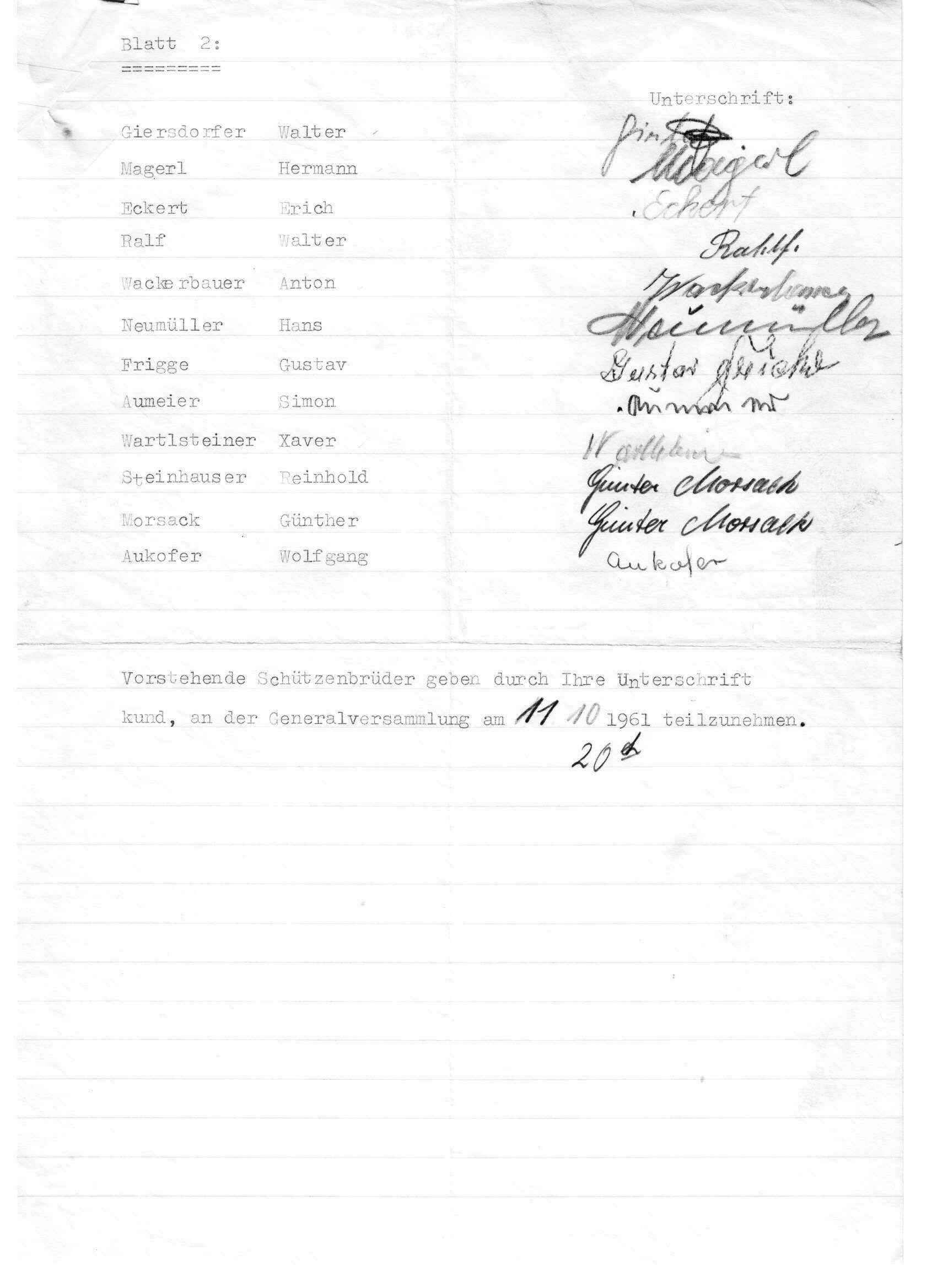 1961 Mitgliederliste 2