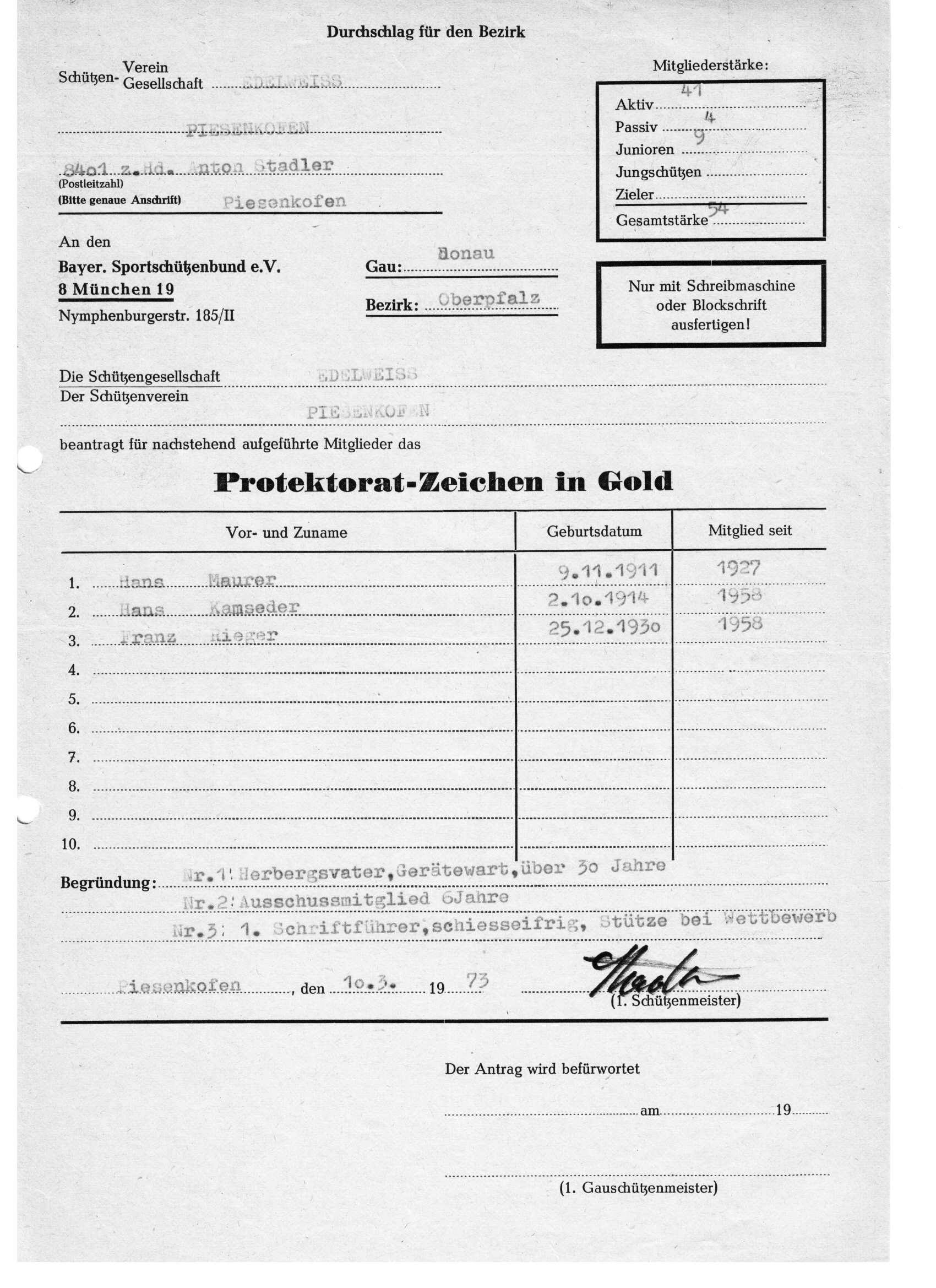 1973 Protektoratzeichen in Gold