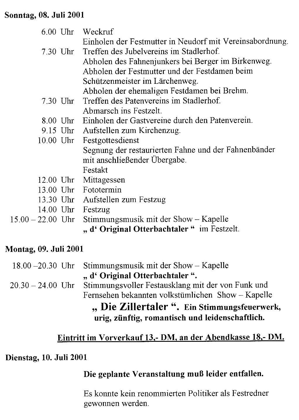 2001 Programm Grndungsfest 2